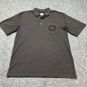 Harley Davidson‎ Polo Shirt Mens Medium Pullover Skull Embroidered Golf Casual